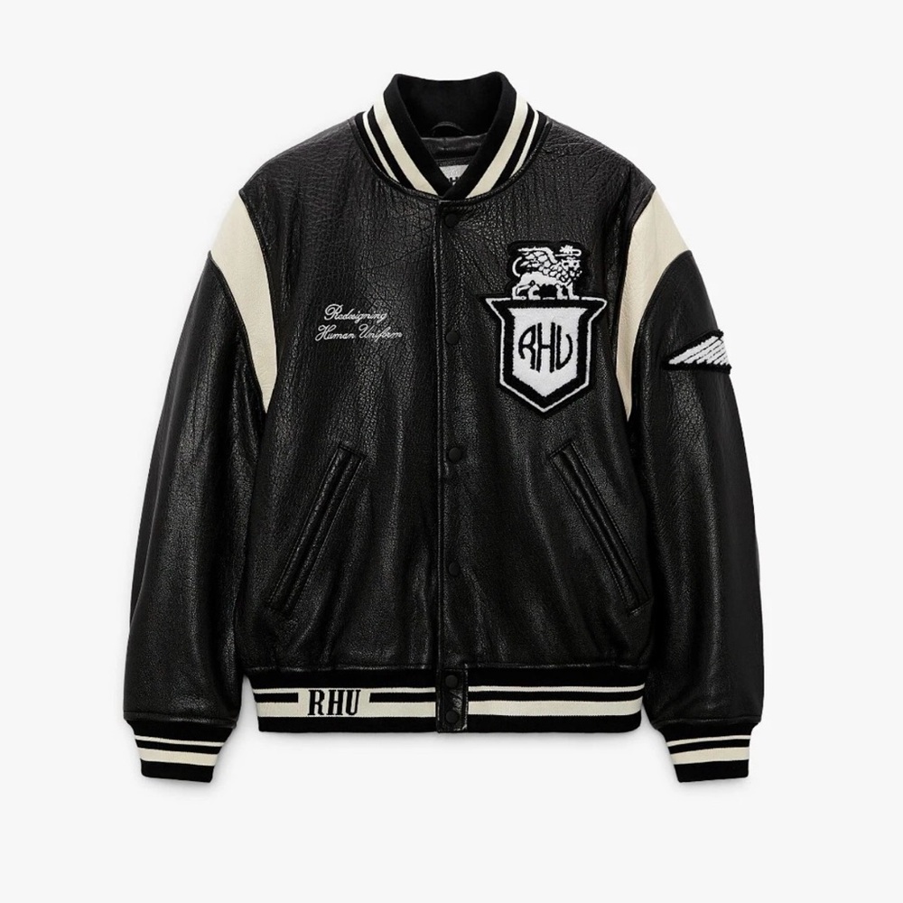 Zara X Rhuigi Black Leather Bomber Jacket